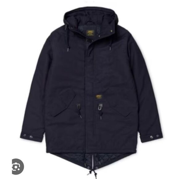 Carhartt WIP clash fishtail navy blue quilted lined jacket size small - Picture 1 of 12